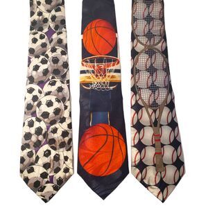 Soccer Basketball Tennis Sports Ties #60 - Lot of 3 Novelty Neckties NWT Clearan